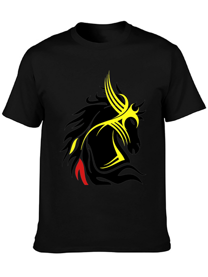 Tribal Horse Graphic Black T-Shirt