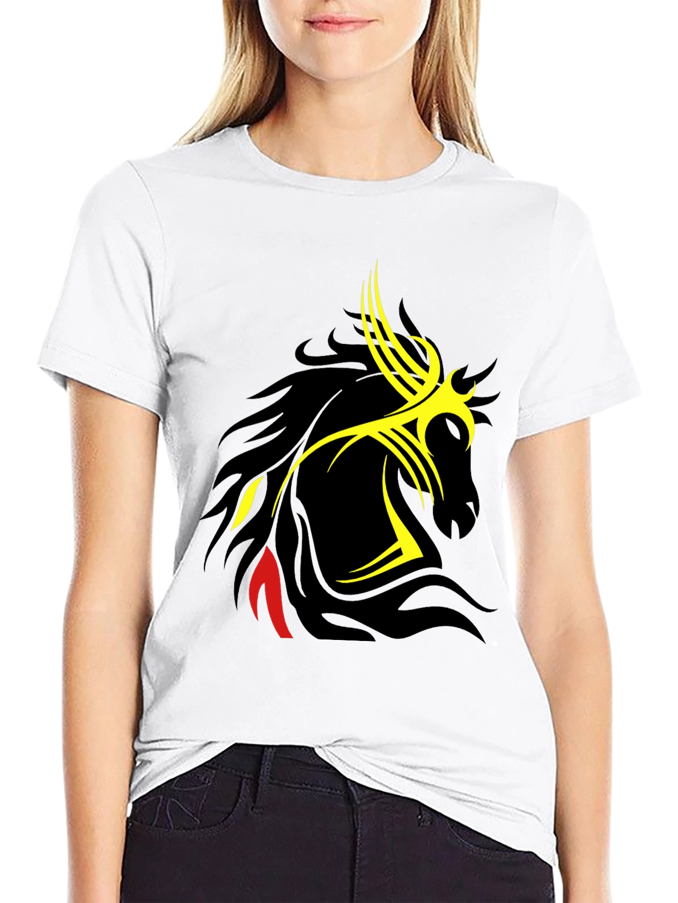 Tribal Horse Graphic Black T-Shirt