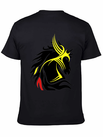 Tribal Horse Graphic Black T-Shirt