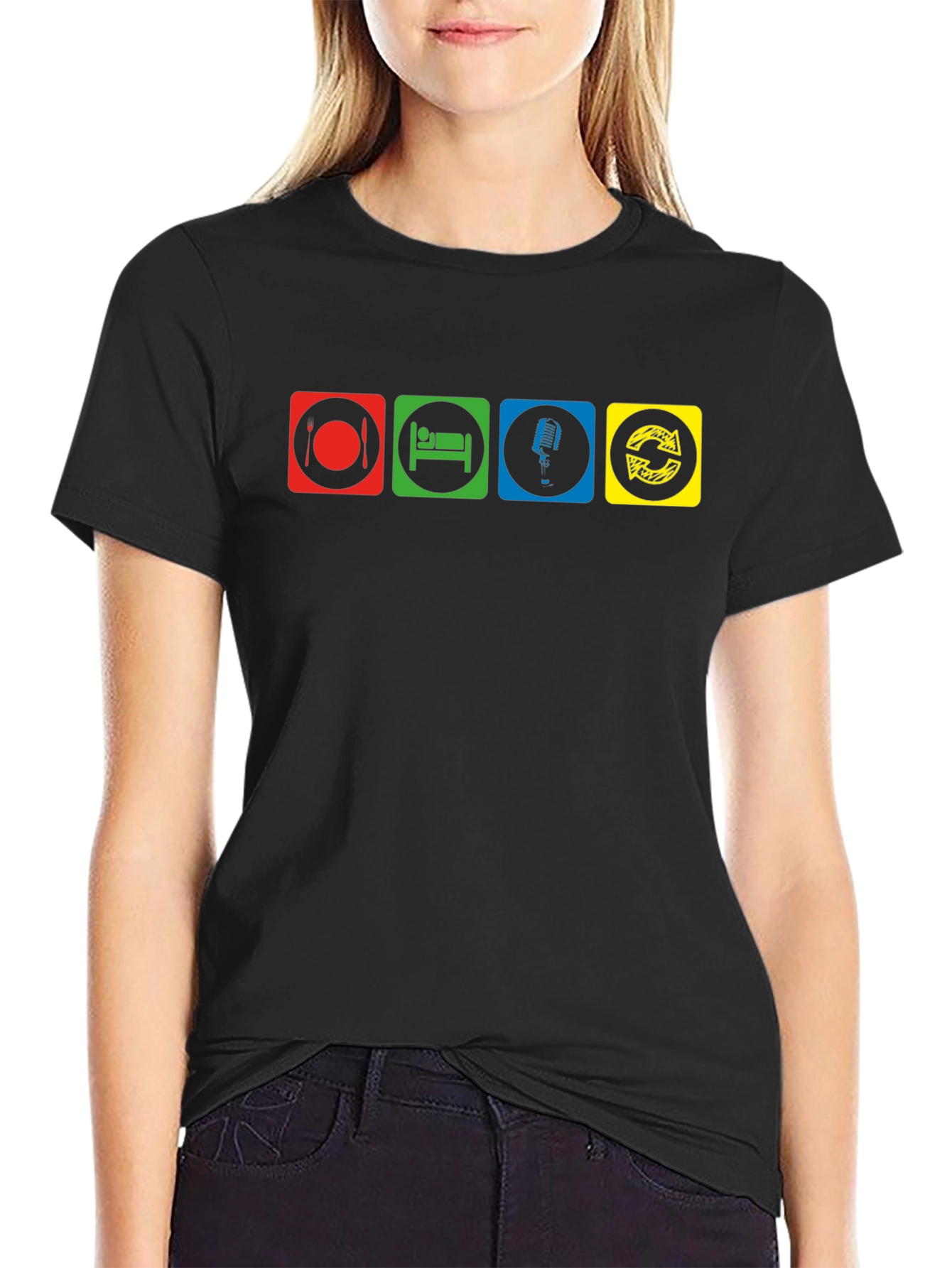 Eat Sleep Sing Repeat T-Shirt - Black