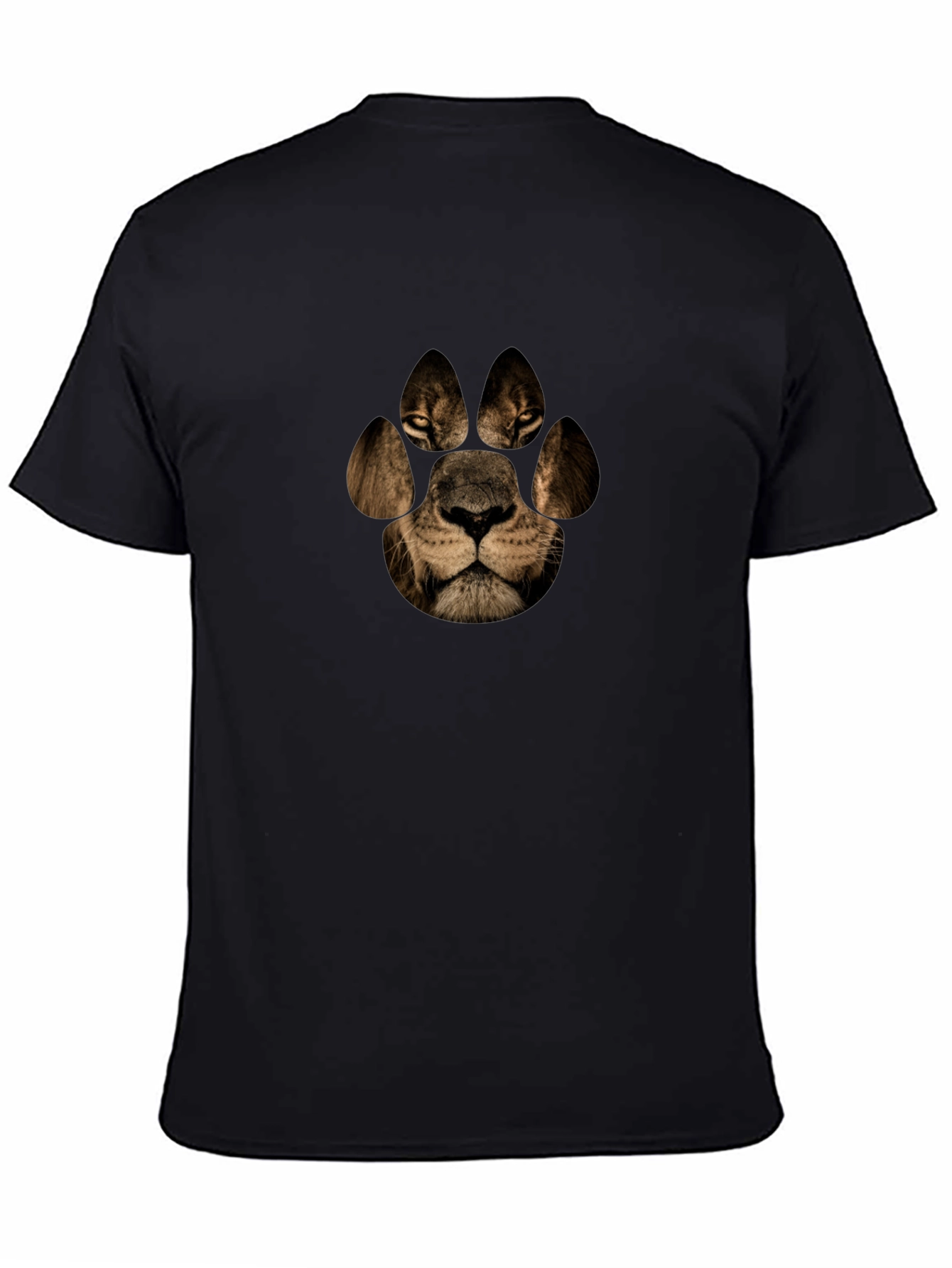 Lion Paw Print Graphic Tee - Black Casual T-Shirt