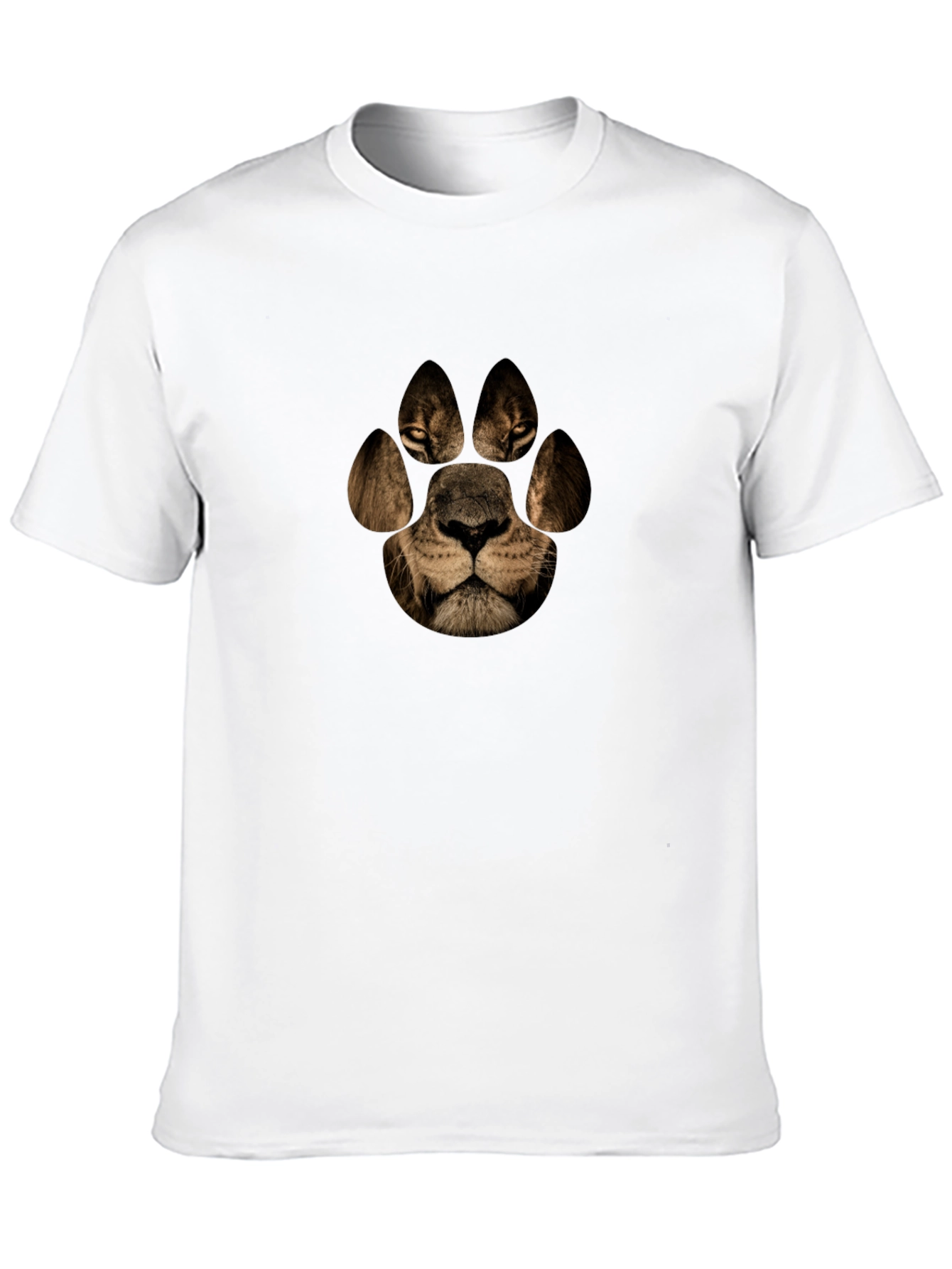 Lion Paw Print Graphic Tee - Black Casual T-Shirt