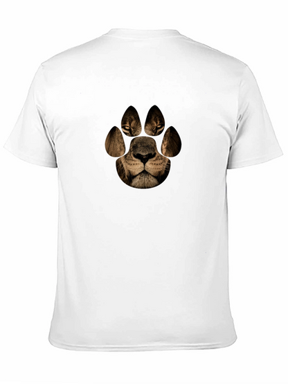 Lion Paw Print Graphic Tee - Black Casual T-Shirt