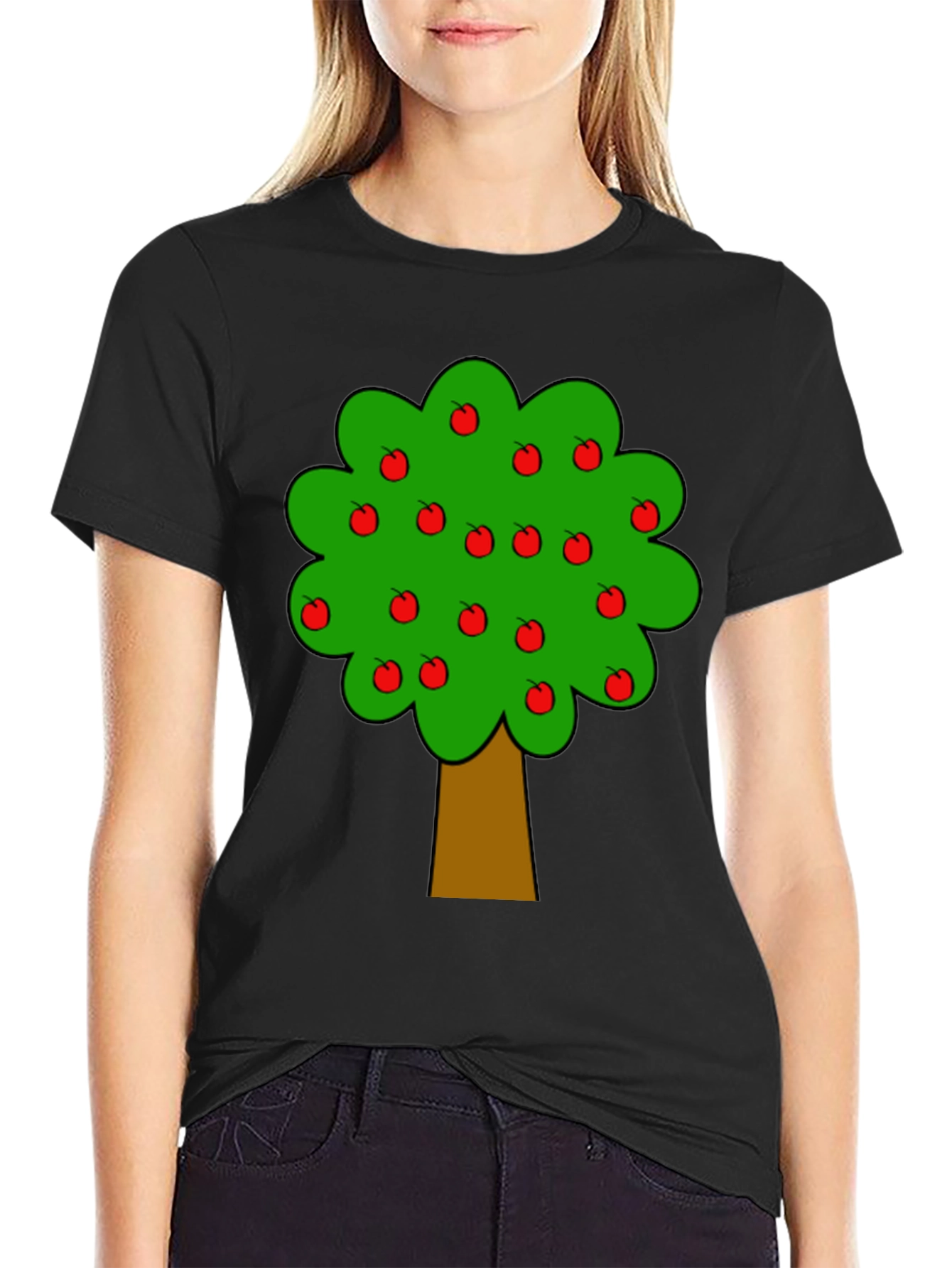 Apple Tree Graphic Black T-Shirt