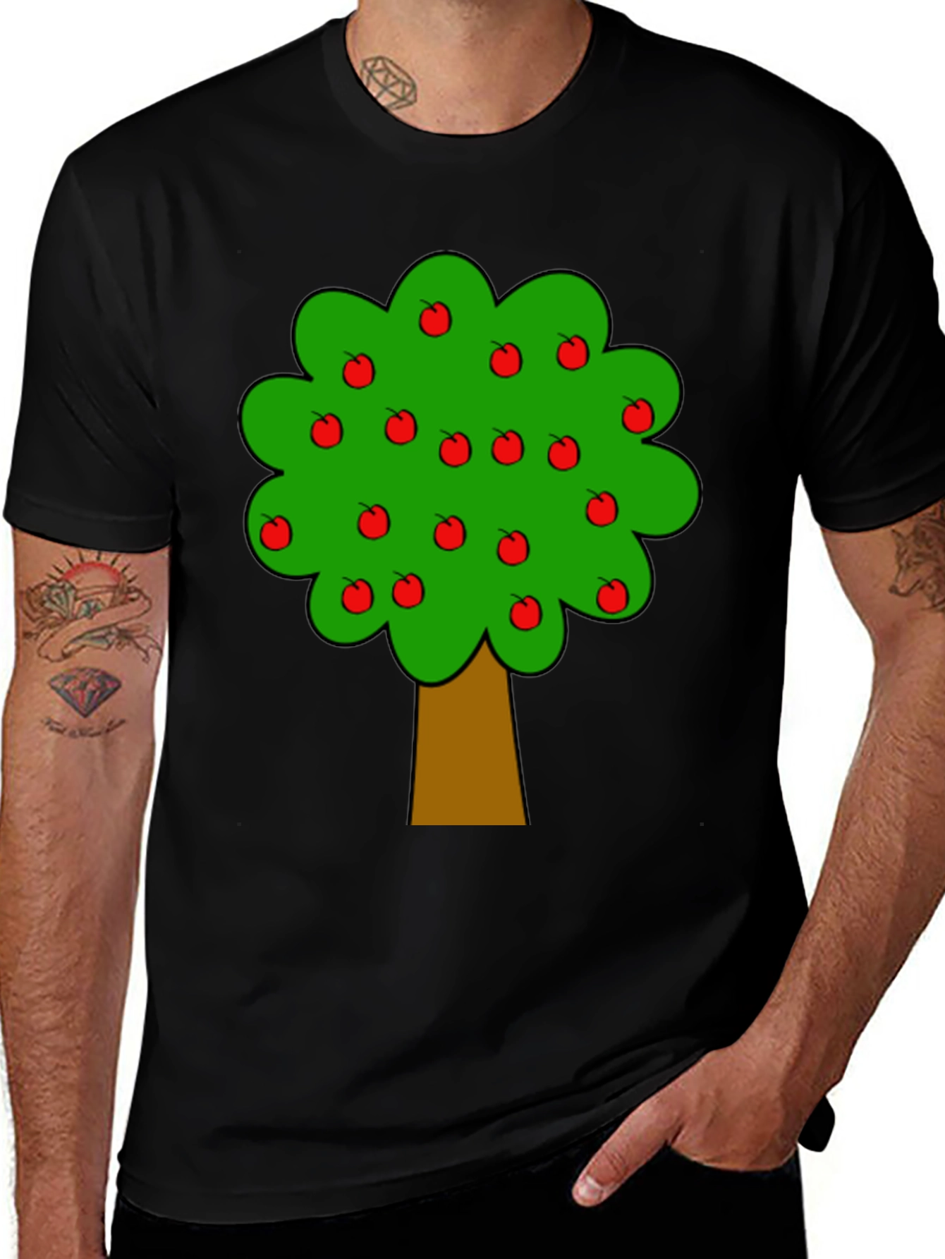 Apple Tree Graphic Black T-Shirt