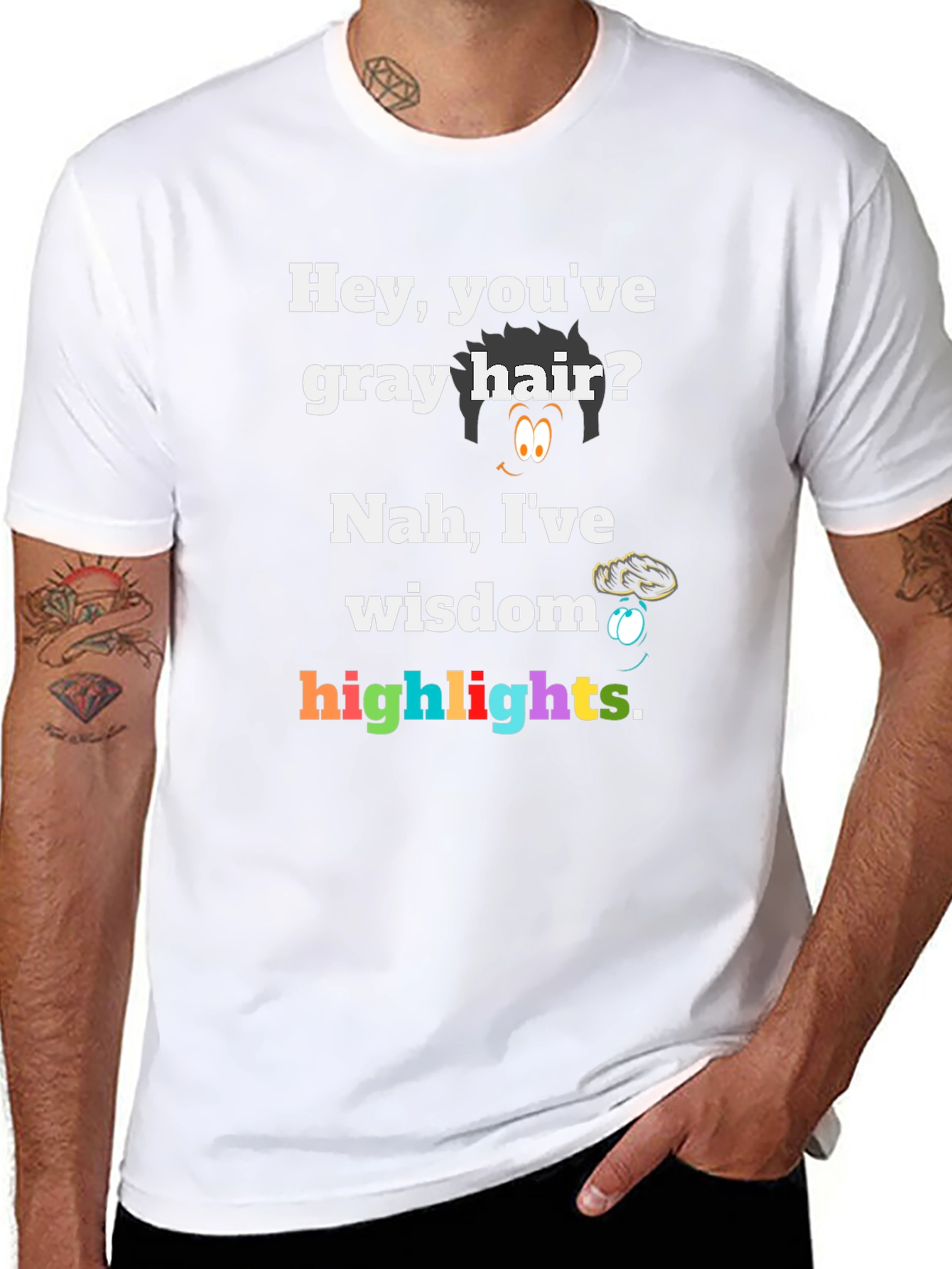 Funny Gray Hair Wisdom Highlights Graphic Tee