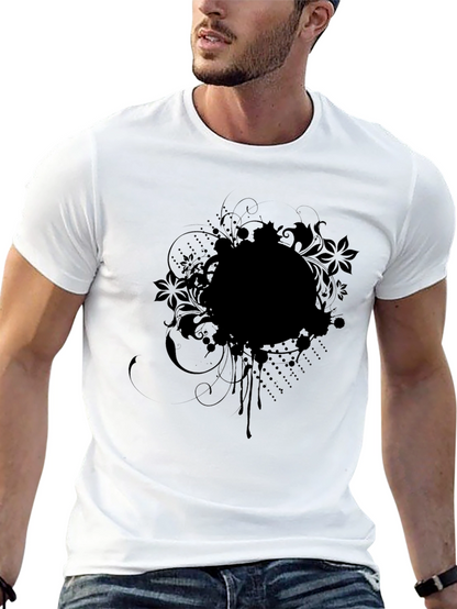 Black Floral Splatter Graphic T-Shirt