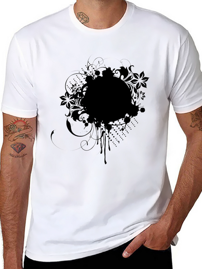 Black Floral Splatter Graphic T-Shirt
