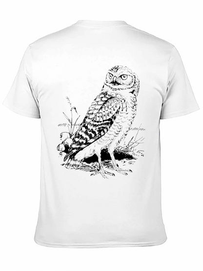 Owl Graphic Print Mens Tee - Black