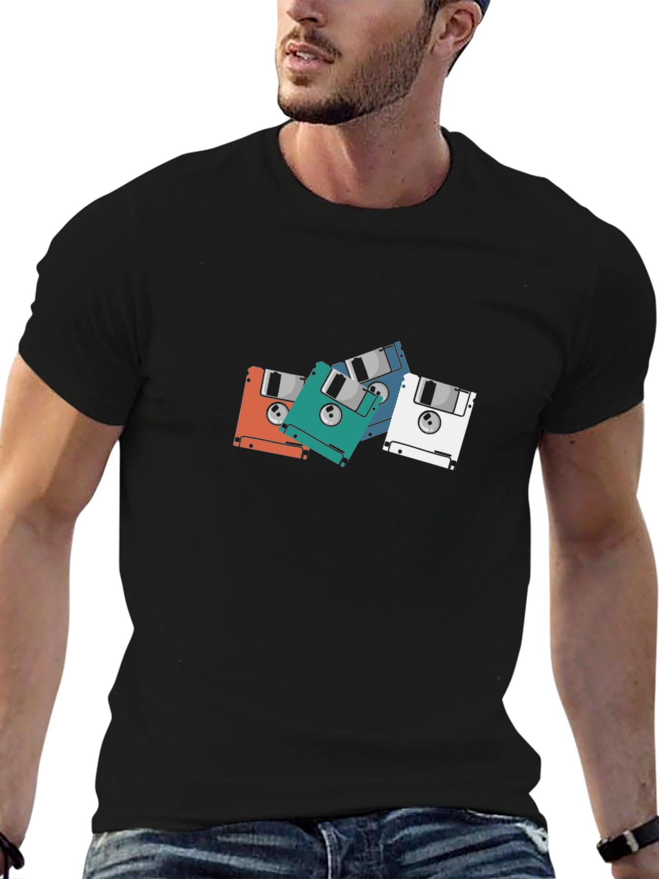Retro Floppy Disk Graphic T-Shirt
