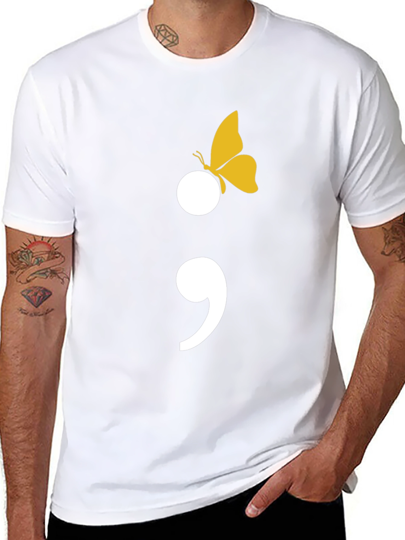 Semicolon Butterfly Graphic Tee - Mental Health Awareness
