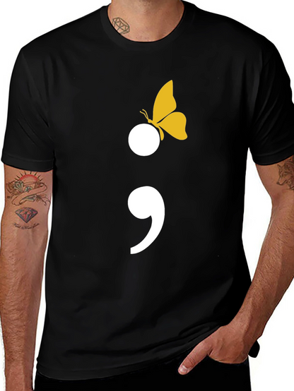 Semicolon Butterfly Graphic Tee - Mental Health Awareness