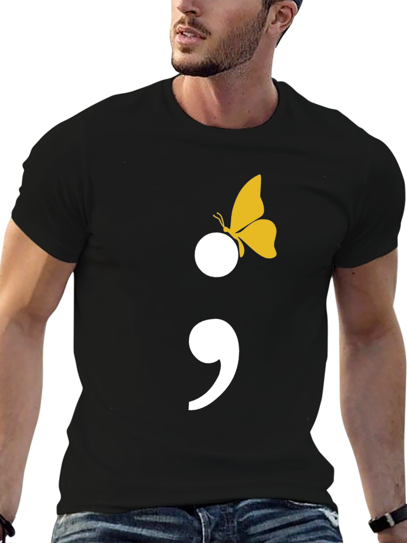 Semicolon Butterfly Graphic Tee - Mental Health Awareness