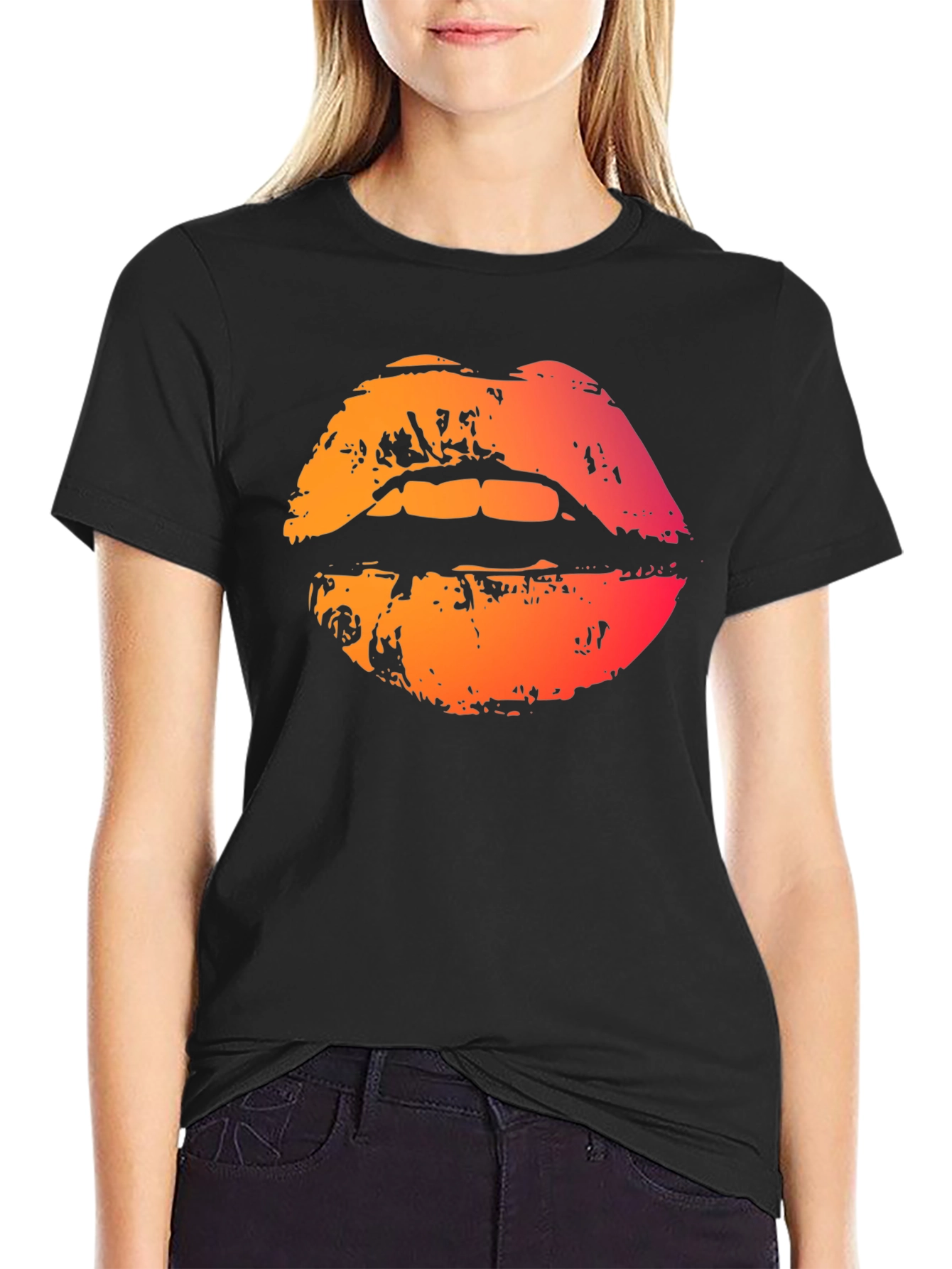 Lips Graphic Black T-Shirt - Bold Statement Tee
