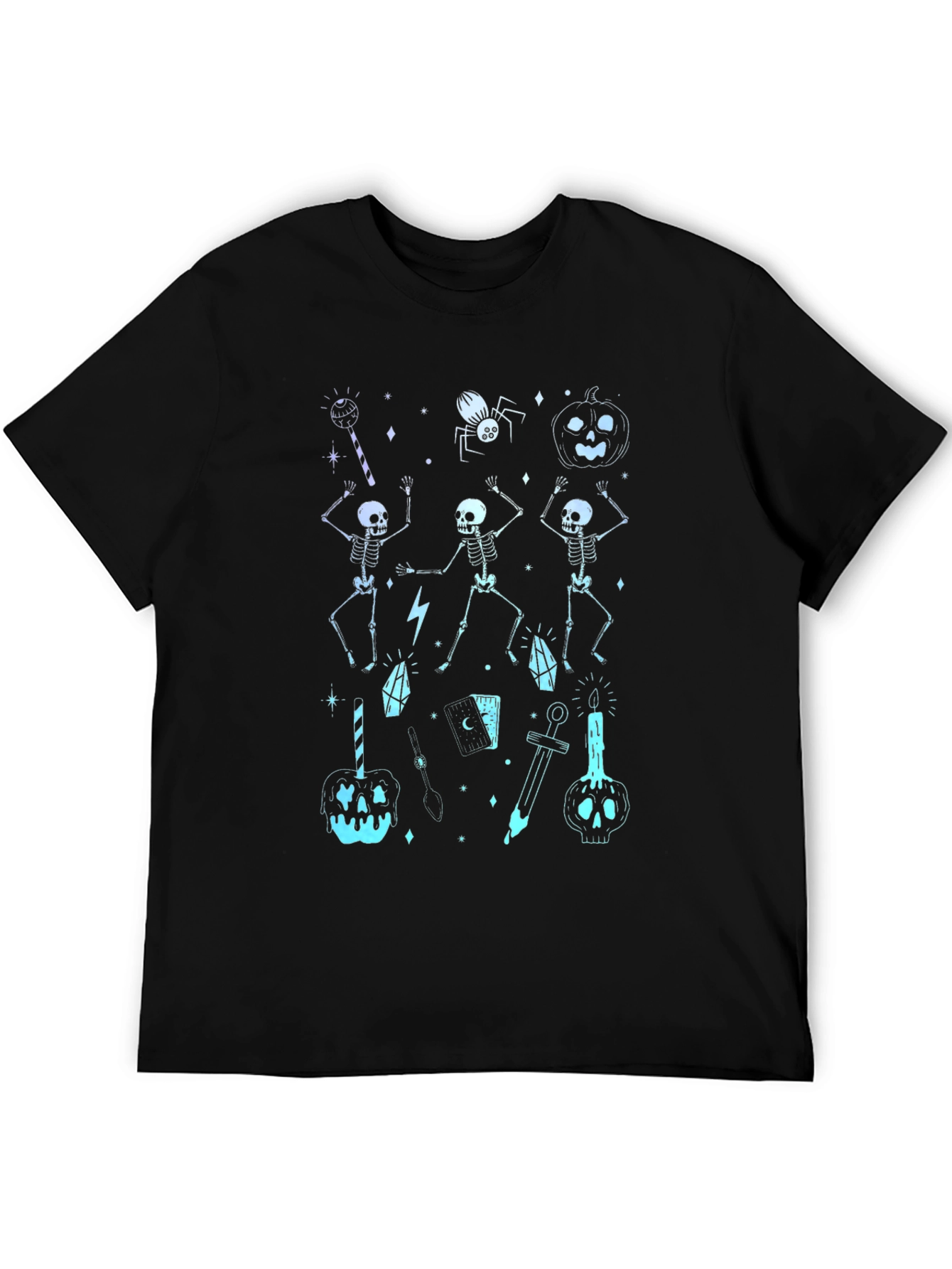 Halloween Skeleton Graphic Black T-Shirt