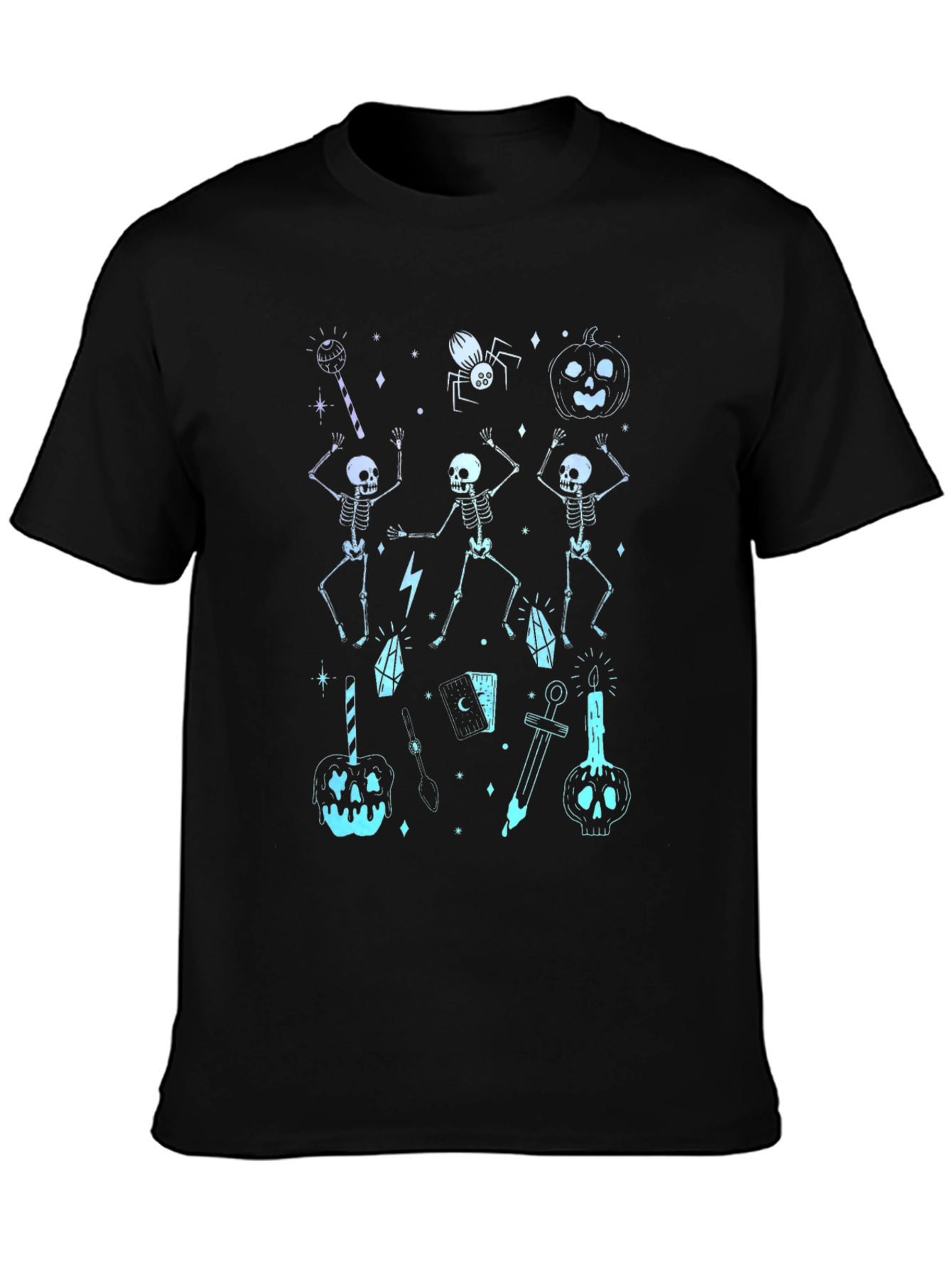 Halloween Skeleton Graphic Black T-Shirt