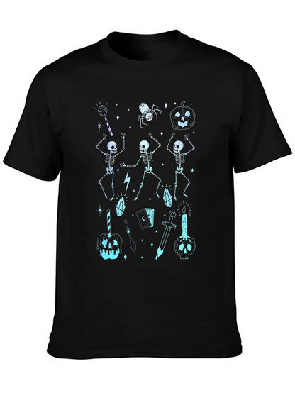 Halloween Skeleton Graphic Black T-Shirt