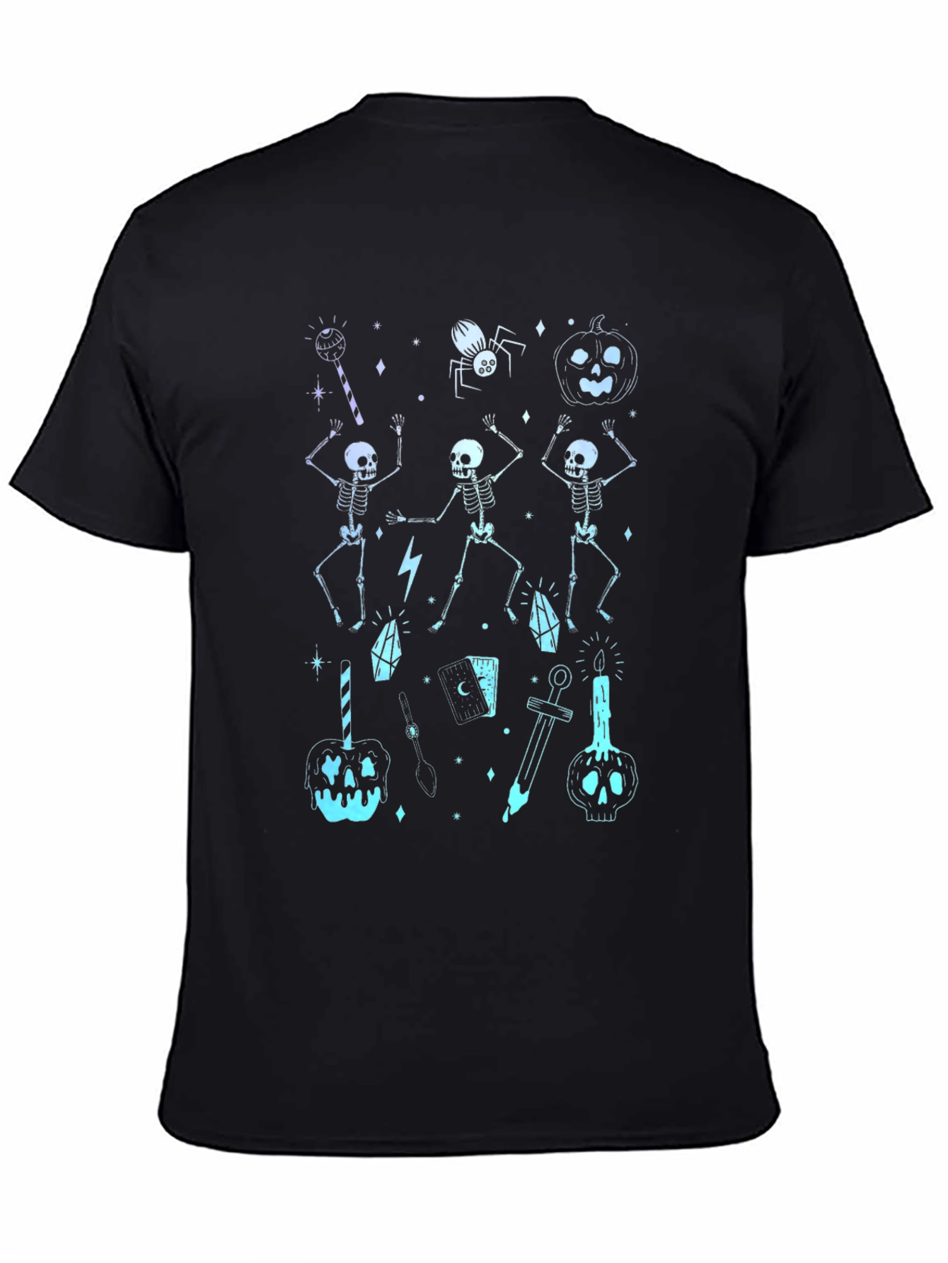 Halloween Skeleton Graphic Black T-Shirt