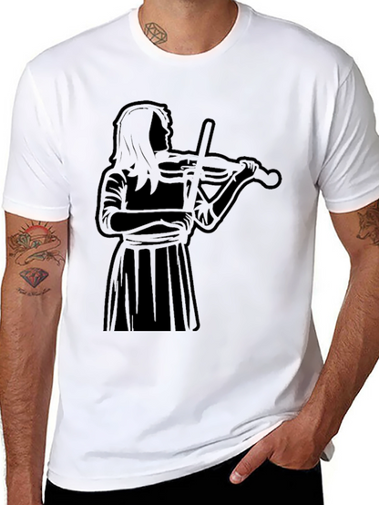 Violinist Silhouette Black T-Shirt