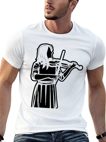 Violinist Silhouette Black T-Shirt