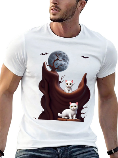Spooky Cats T-Shirt - Halloween Moon Design