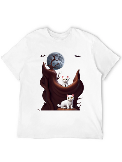 Spooky Cats T-Shirt - Halloween Moon Design