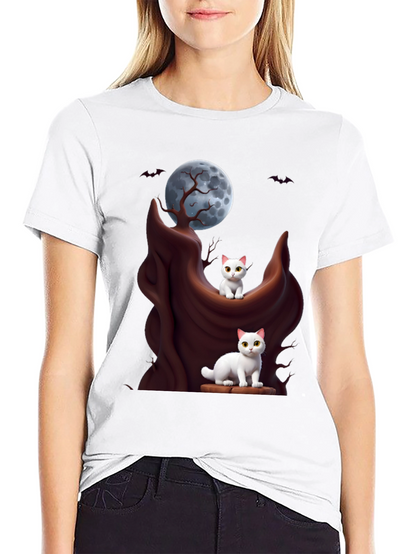 Spooky Cats T-Shirt - Halloween Moon Design