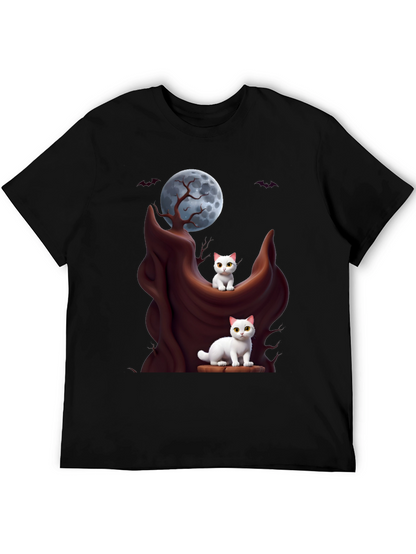 Spooky Cats T-Shirt - Halloween Moon Design