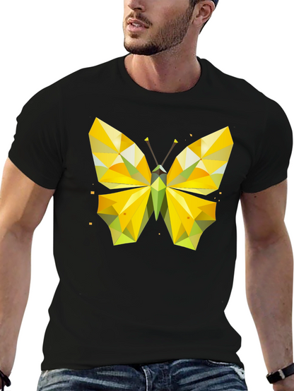 Geometric Butterfly Graphic Tee - Stylish Mens Black T-Shirt