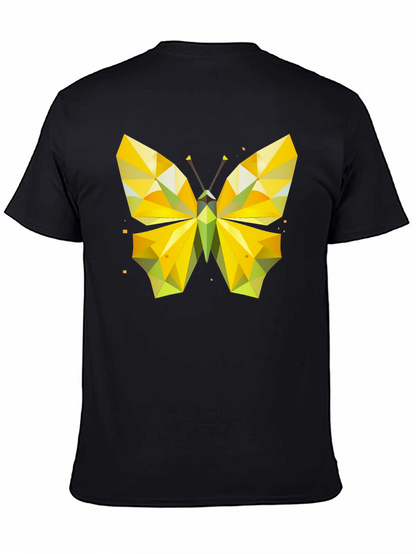 Geometric Butterfly Graphic Tee - Stylish Mens Black T-Shirt