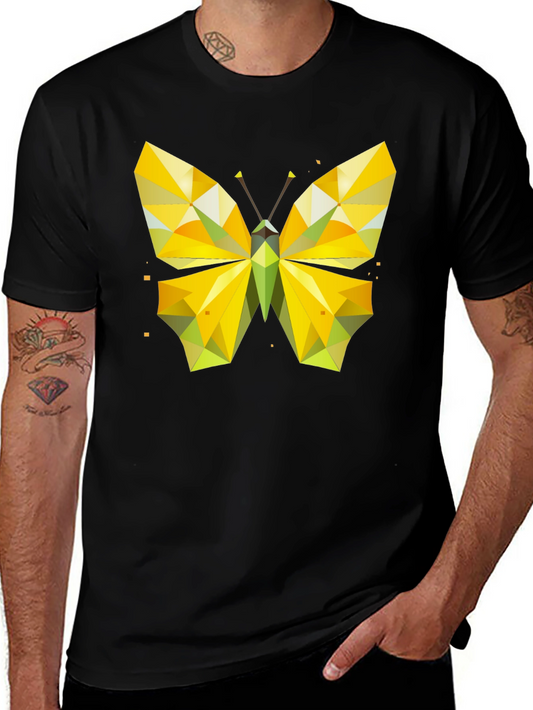 Geometric Butterfly Graphic Tee - Stylish Mens Black T-Shirt