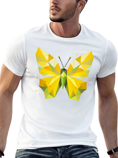 Geometric Butterfly Graphic Tee - Stylish Mens Black T-Shirt