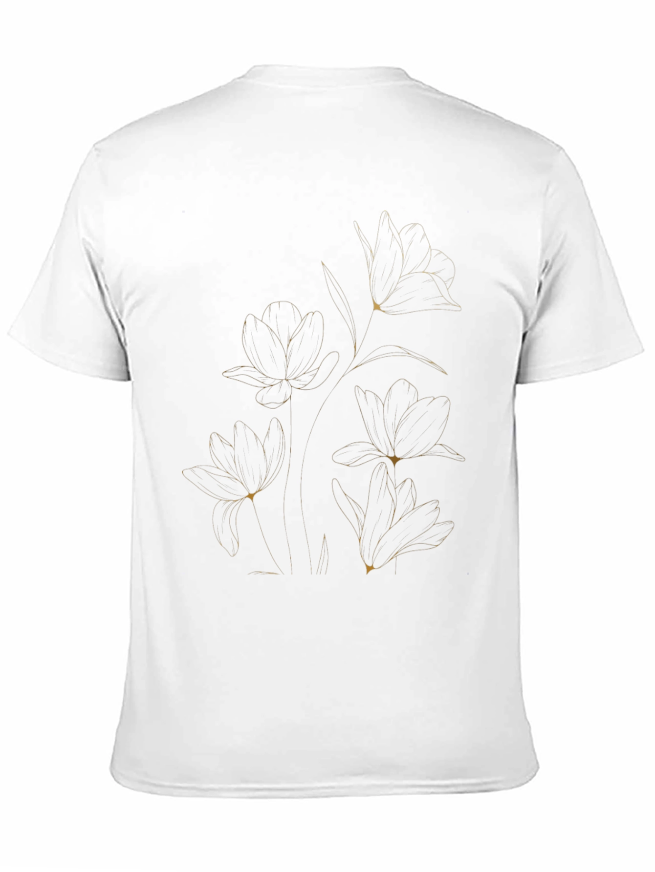 Elegant Floral Line Art Black T-Shirt