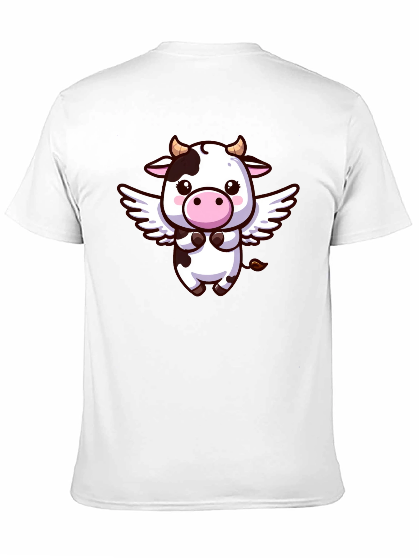 Cute Cow Angel T-Shirt - Black Cotton Tee