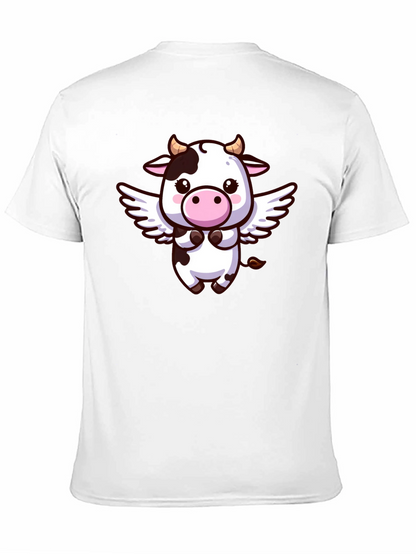 Cute Cow Angel T-Shirt - Black Cotton Tee