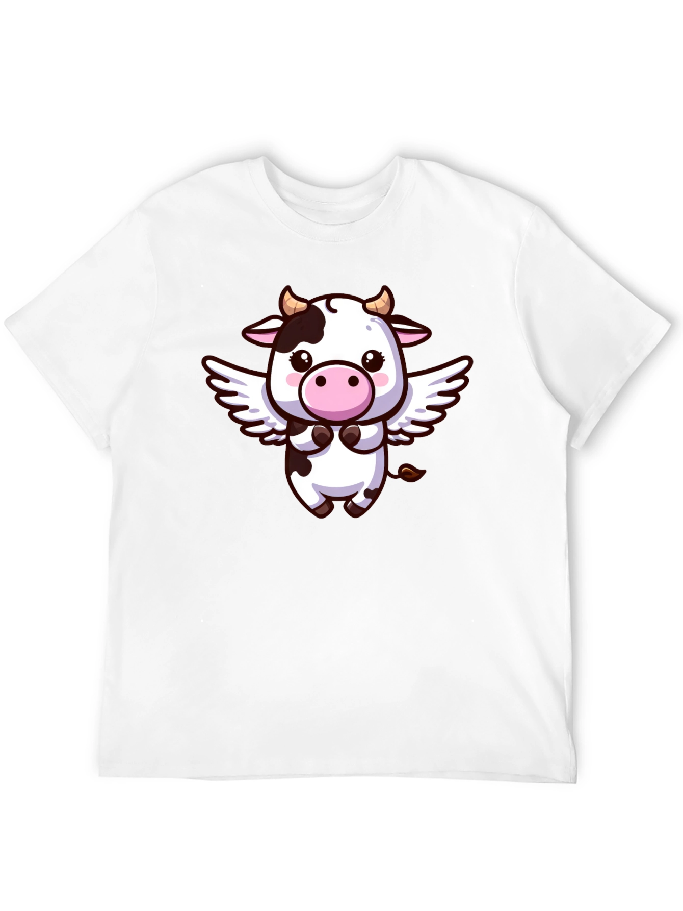 Cute Cow Angel T-Shirt - Black Cotton Tee