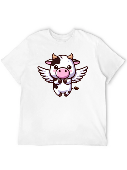 Cute Cow Angel T-Shirt - Black Cotton Tee
