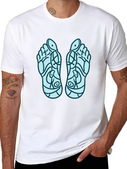 Reflexology Feet Print Black T-Shirt