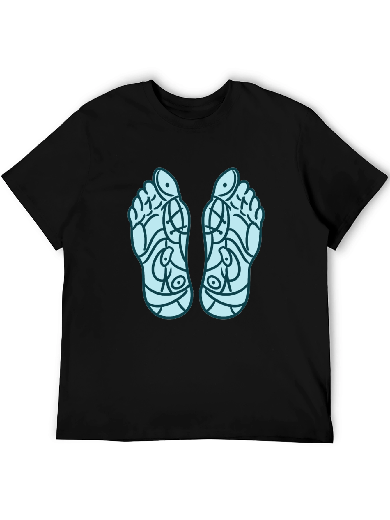 Reflexology Feet Print Black T-Shirt