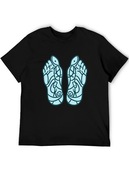 Reflexology Feet Print Black T-Shirt