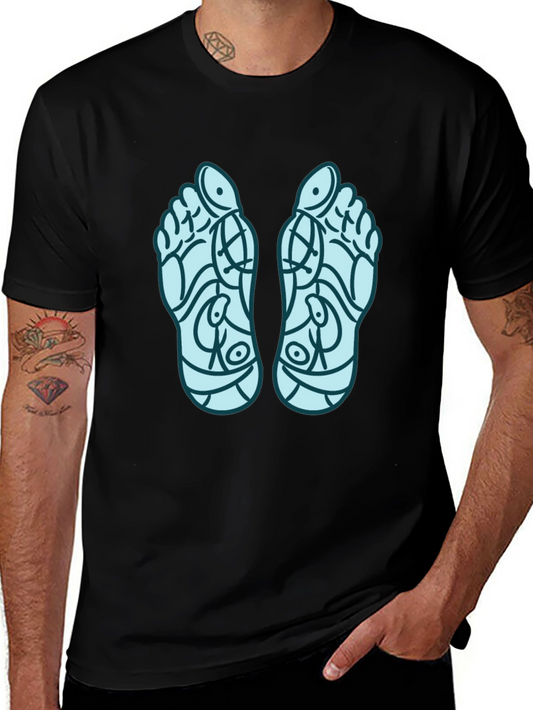 Reflexology Feet Print Black T-Shirt