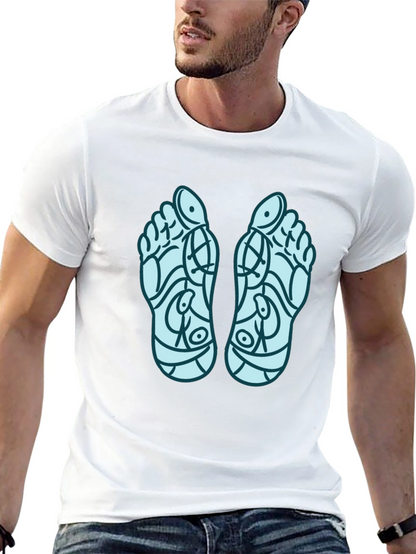 Reflexology Feet Print Black T-Shirt