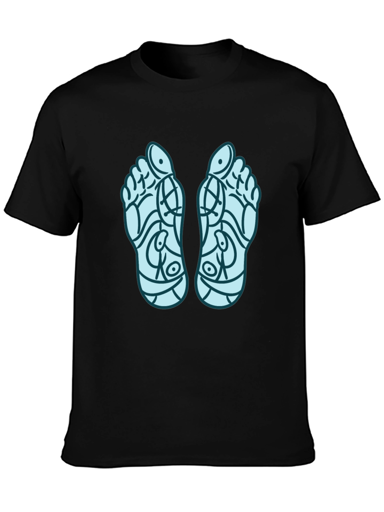Reflexology Feet Print Black T-Shirt