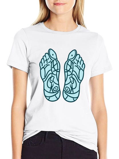 Reflexology Feet Print Black T-Shirt