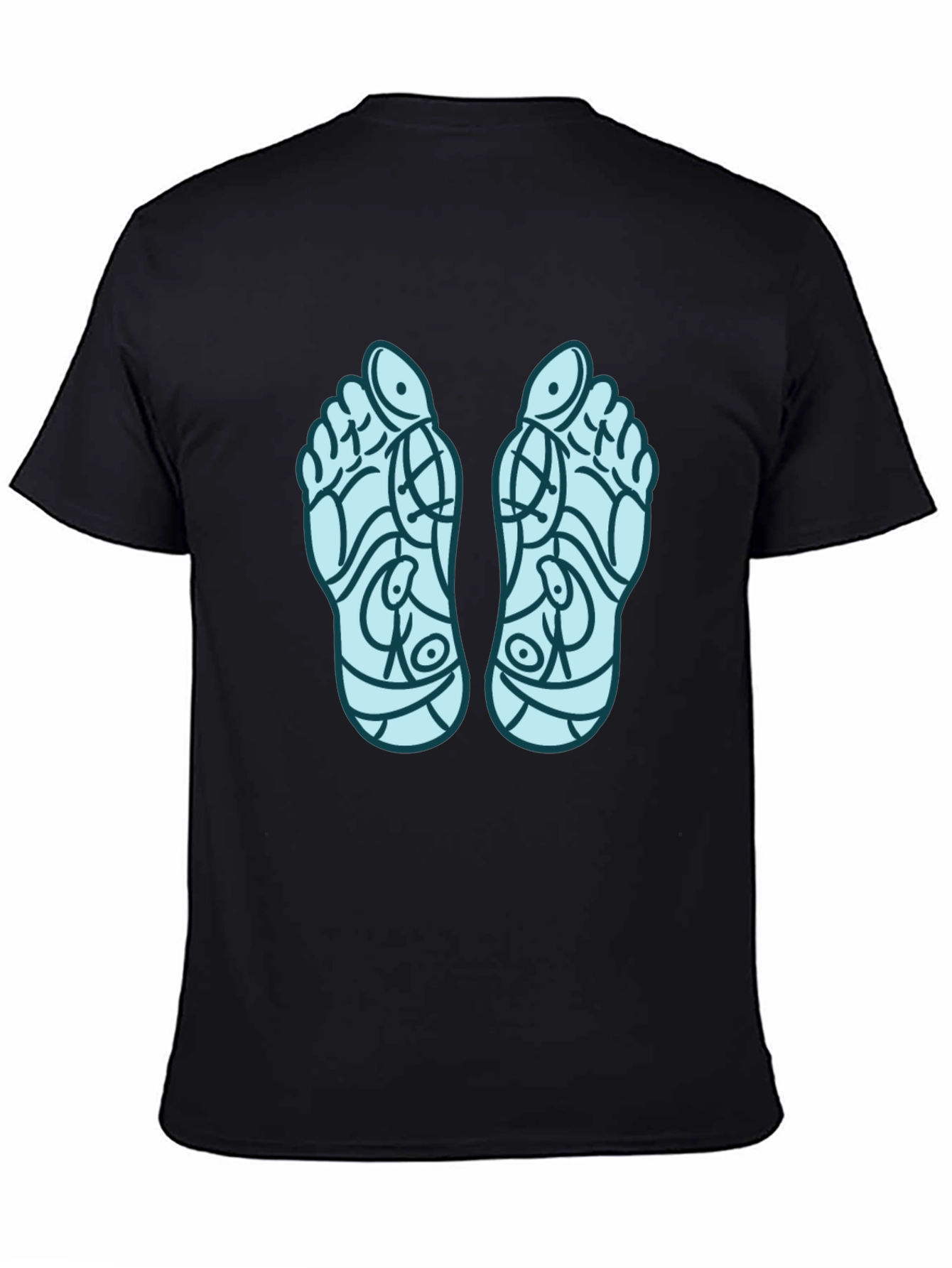 Reflexology Feet Print Black T-Shirt