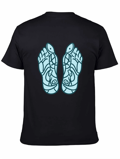 Reflexology Feet Print Black T-Shirt