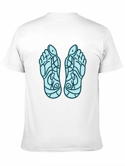 Reflexology Feet Print Black T-Shirt