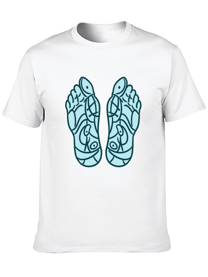 Reflexology Feet Print Black T-Shirt