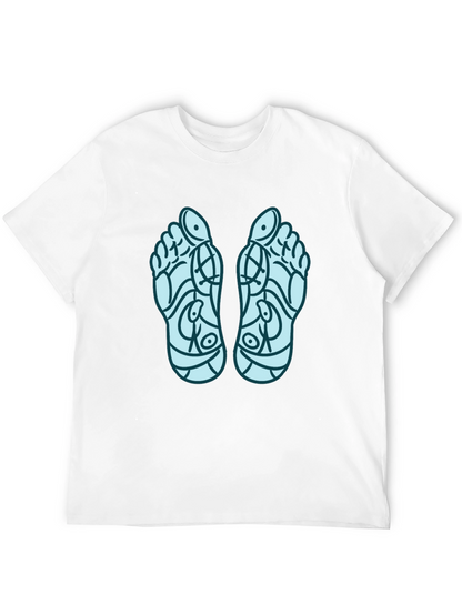 Reflexology Feet Print Black T-Shirt