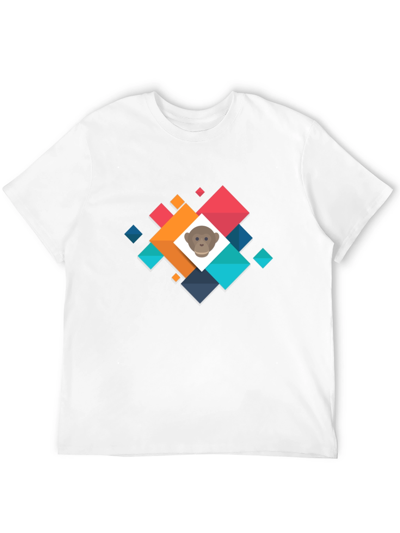 Geometric Monkey Face Graphic Black T-Shirt